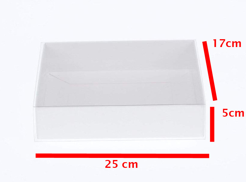 10 Pack of White Card Box - Clear Slide On Lid - 17 x 25 x 5cm - Large Beauty Product Gift Giving Hamper Tray Merch Fashion Cake Sweets Xmas
