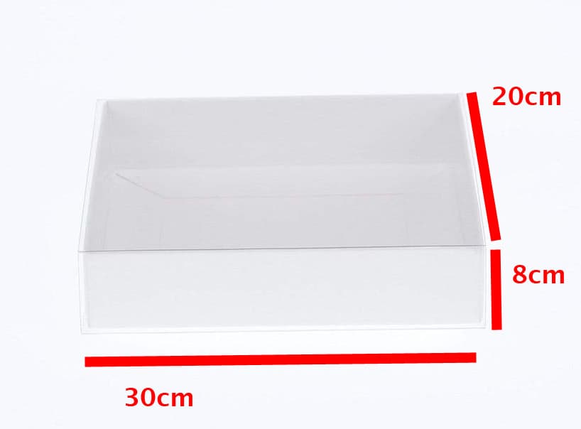 Hamper Tray White Card Box with Clear Slide On Lid 30 x 20 x 8cm