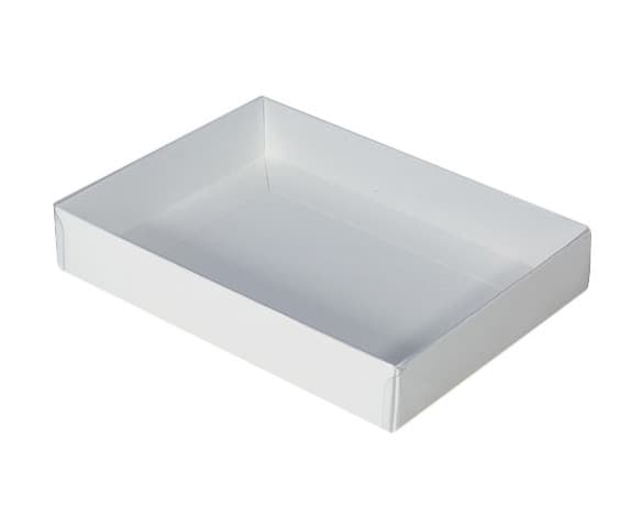 Hamper Tray White Card Box with Clear Slide On Lid 30 x 20 x 8cm