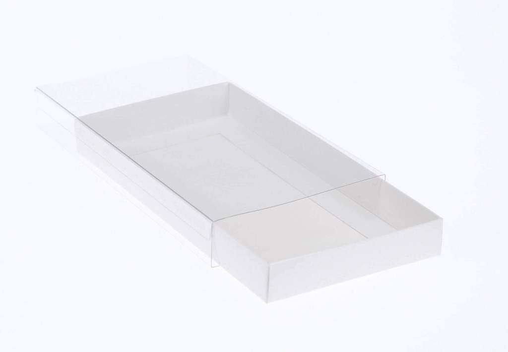 Hamper Tray White Card Box with Clear Slide On Lid 30 x 20 x 8cm