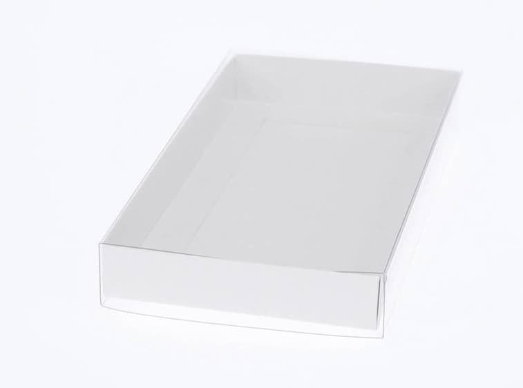 Hamper Tray White Card Box with Clear Slide On Lid 30 x 20 x 8cm