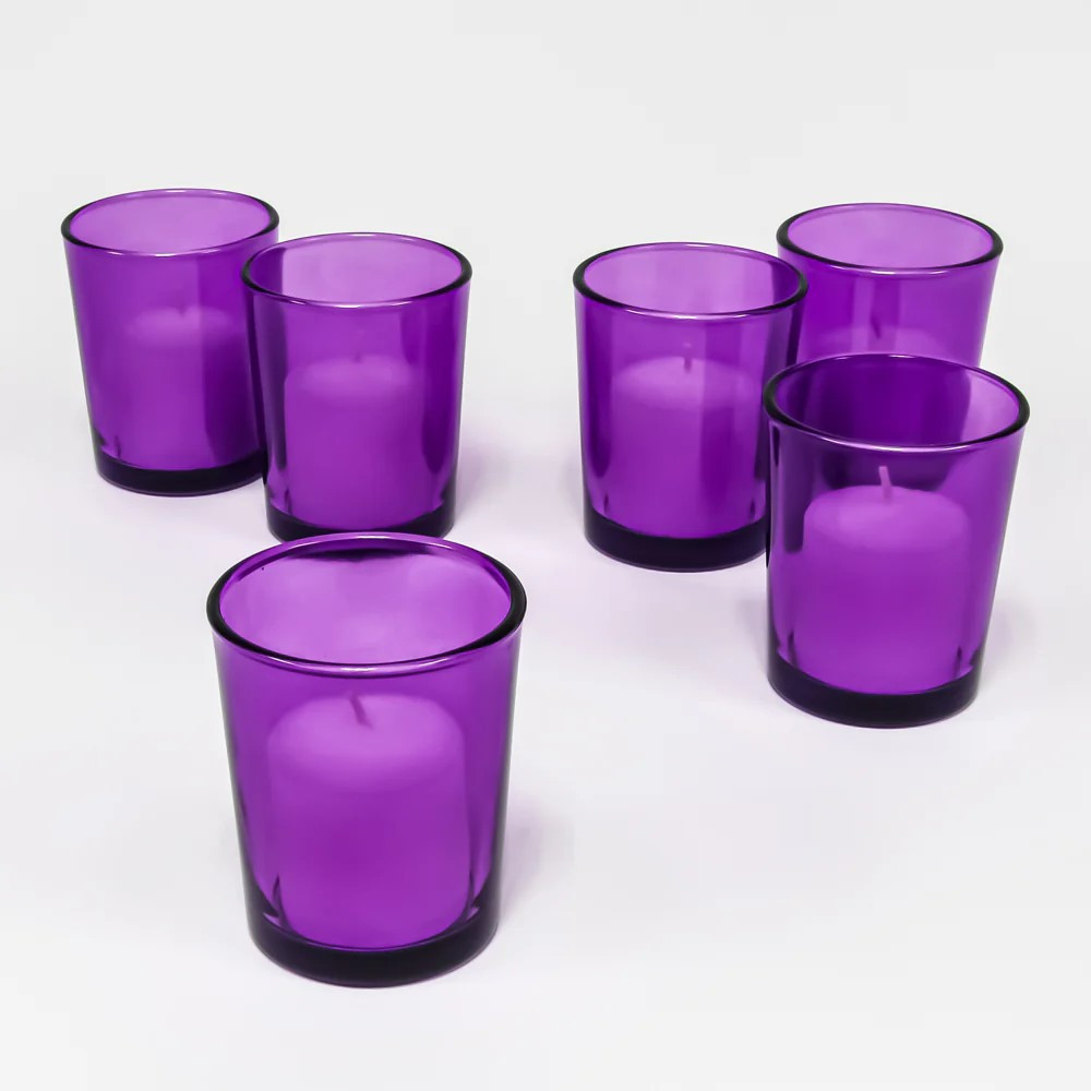 40 Pack Purple Glass Votive Tealight Candle Holders House Party Centerpiece Xmas Wedding Decor Glass Candlestick Party Decorations Bridal Valentines Event