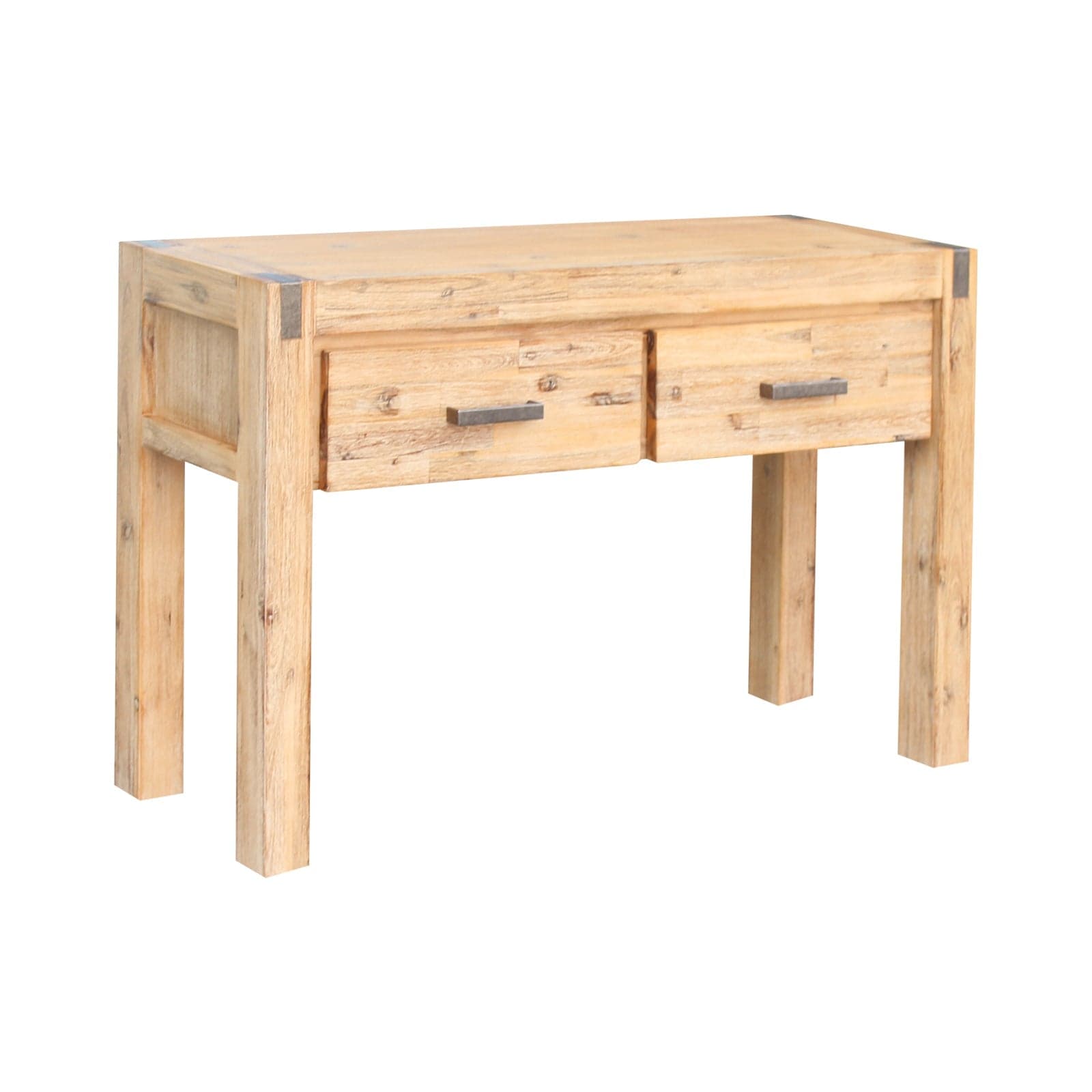 Hall Table Minimal Design 120cm Oak Colour Solid Acacia Wooden Frame with 2 Storage Drawers
