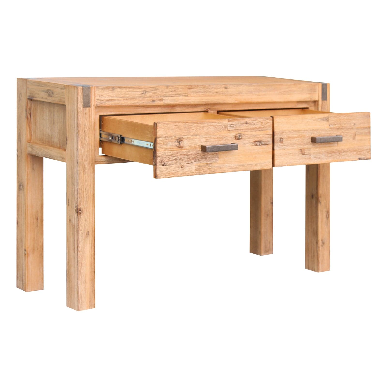 Hall Table Minimal Design 120cm Oak Colour Solid Acacia Wooden Frame with 2 Storage Drawers