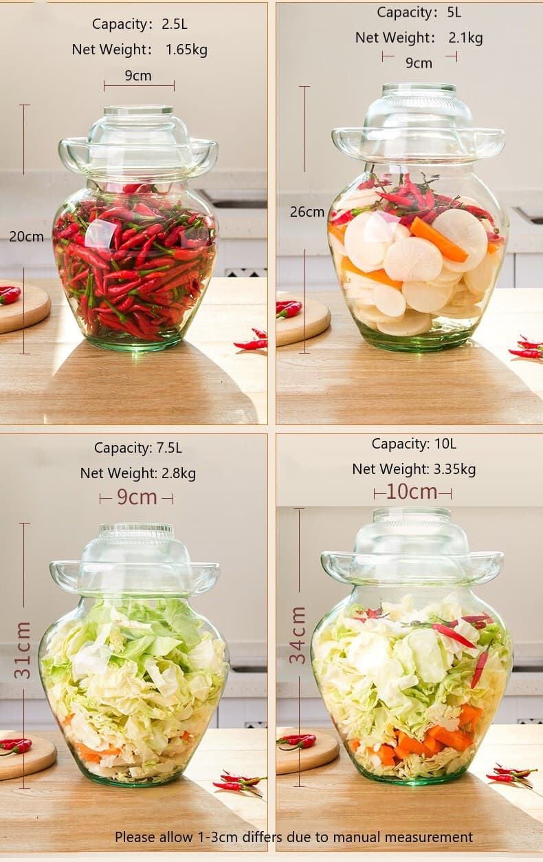 Fermentation Crocks & Jars Premium Chinese and Korean Pickle Glass Jar Large 7.5L