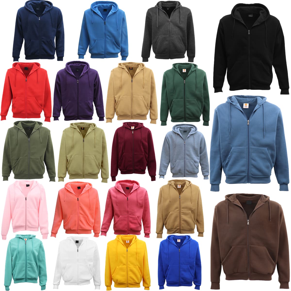 Zip-Up Hoodie Unisex Fleece Jacket Lightweight Warm Light Grey XS