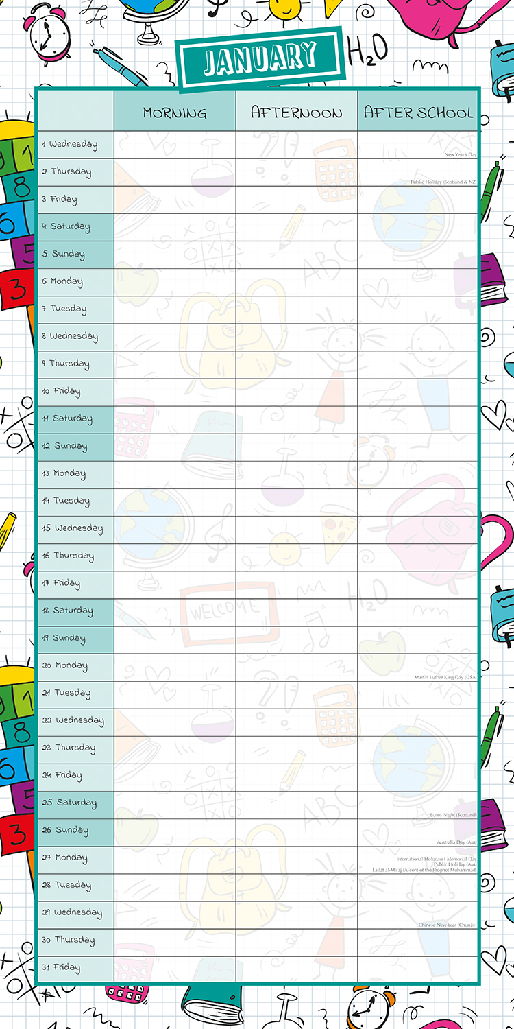 School Planner 2025 Square Wall Calendar 16Month Premium New Year Organiser Gift