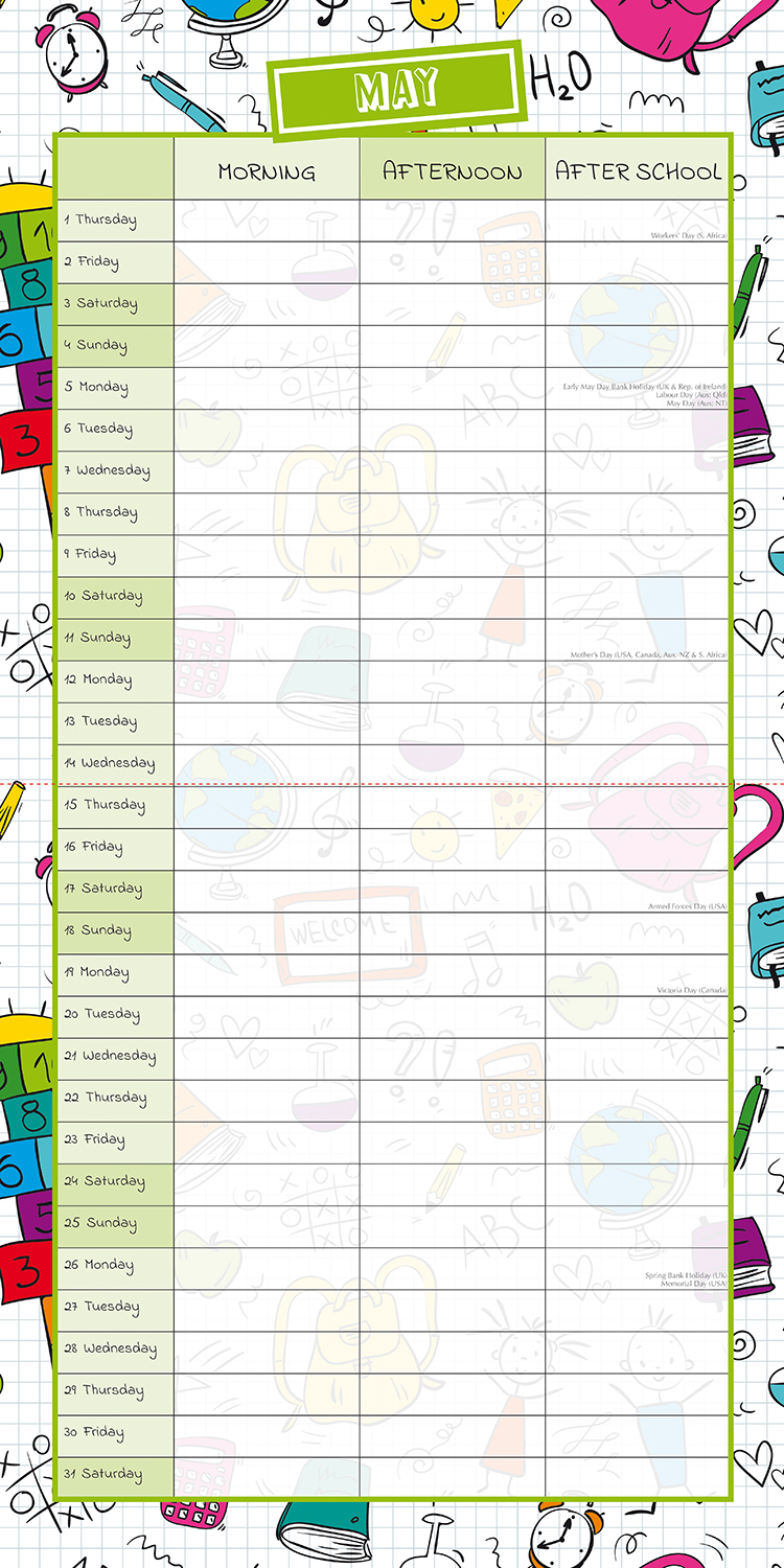 School Planner 2025 Square Wall Calendar 16Month Premium New Year Organiser Gift