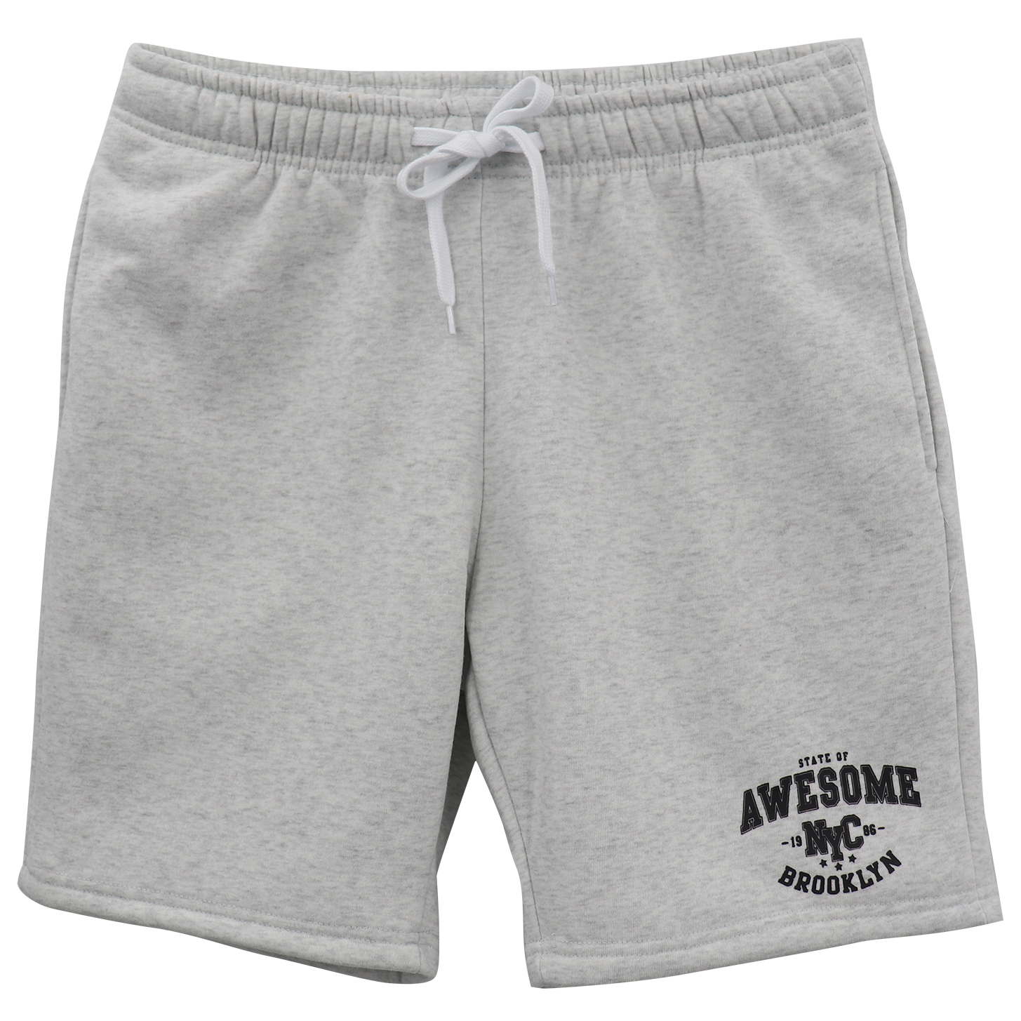 Men's Fleece Shorts Casual Sports Sweat Pants w Elastic Waist Drawstring Pockets, Light Grey, 2XL