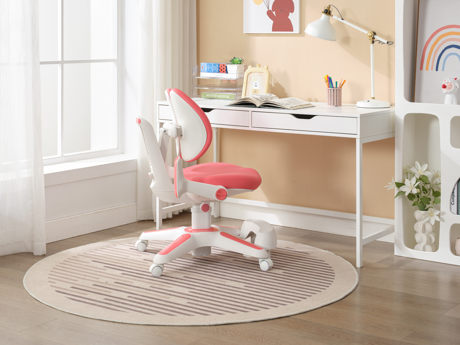 2x Ergonomic Children Kids Study Chairs Height Adjustable - Pink