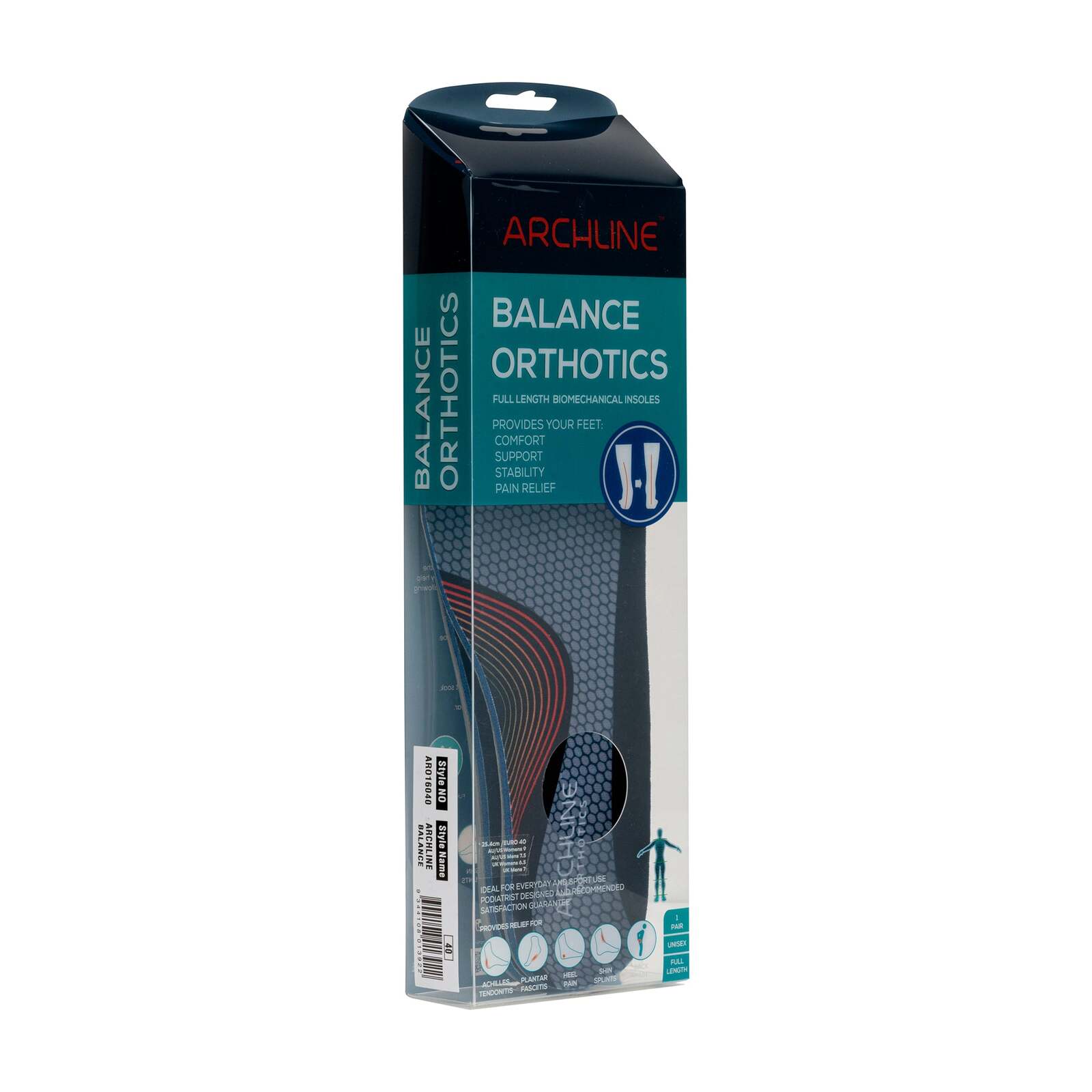 ARCHLINE Orthotics Insoles Balance Full Length Arch Support Pain Relief - EUR 41