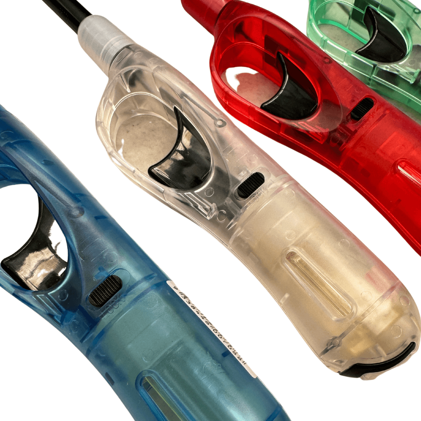 Gas Lighter Clear Long 28cm Assorted Colours