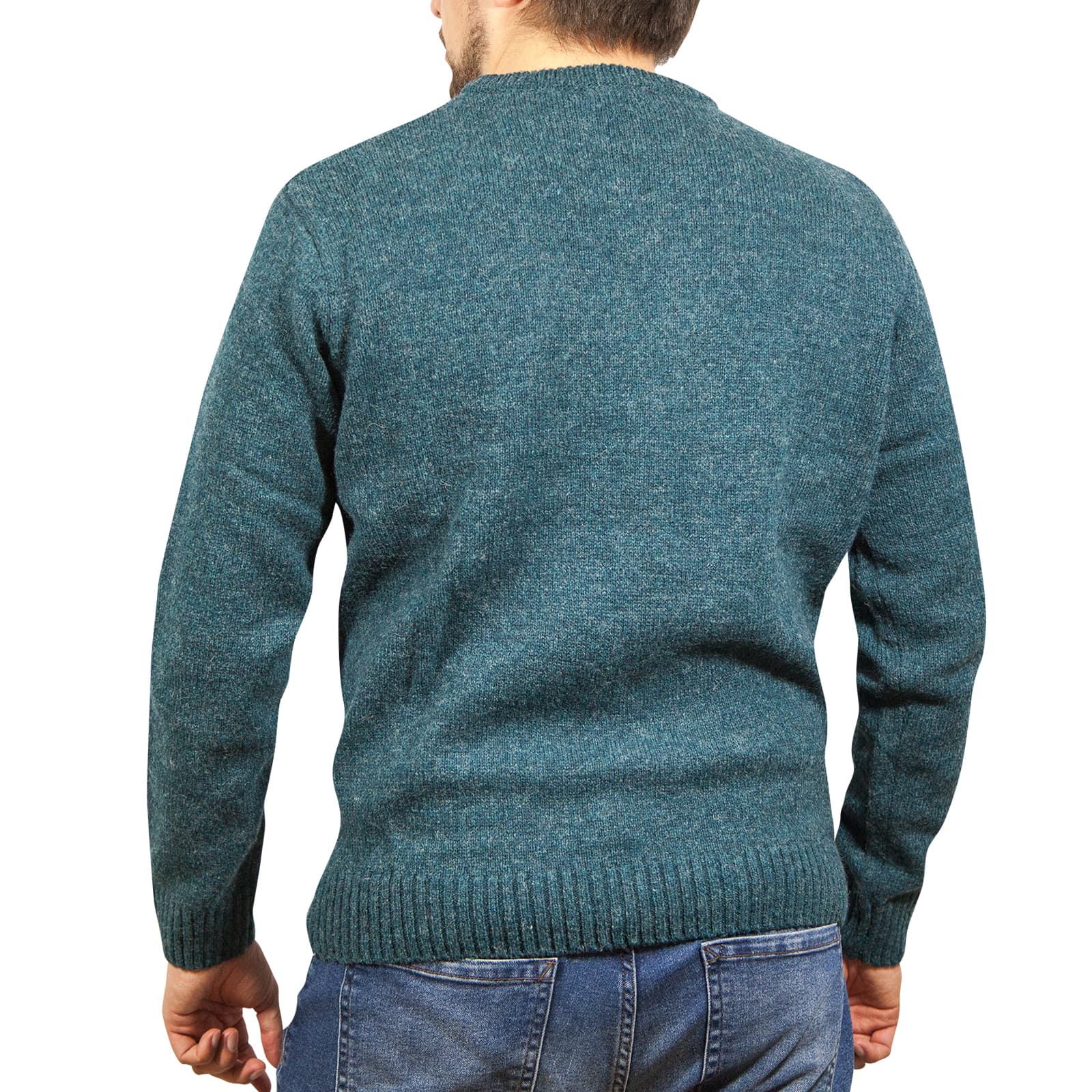 Crew Neck Jumper 100% Shetland Wool Pullover Mens Sweater Sherwood