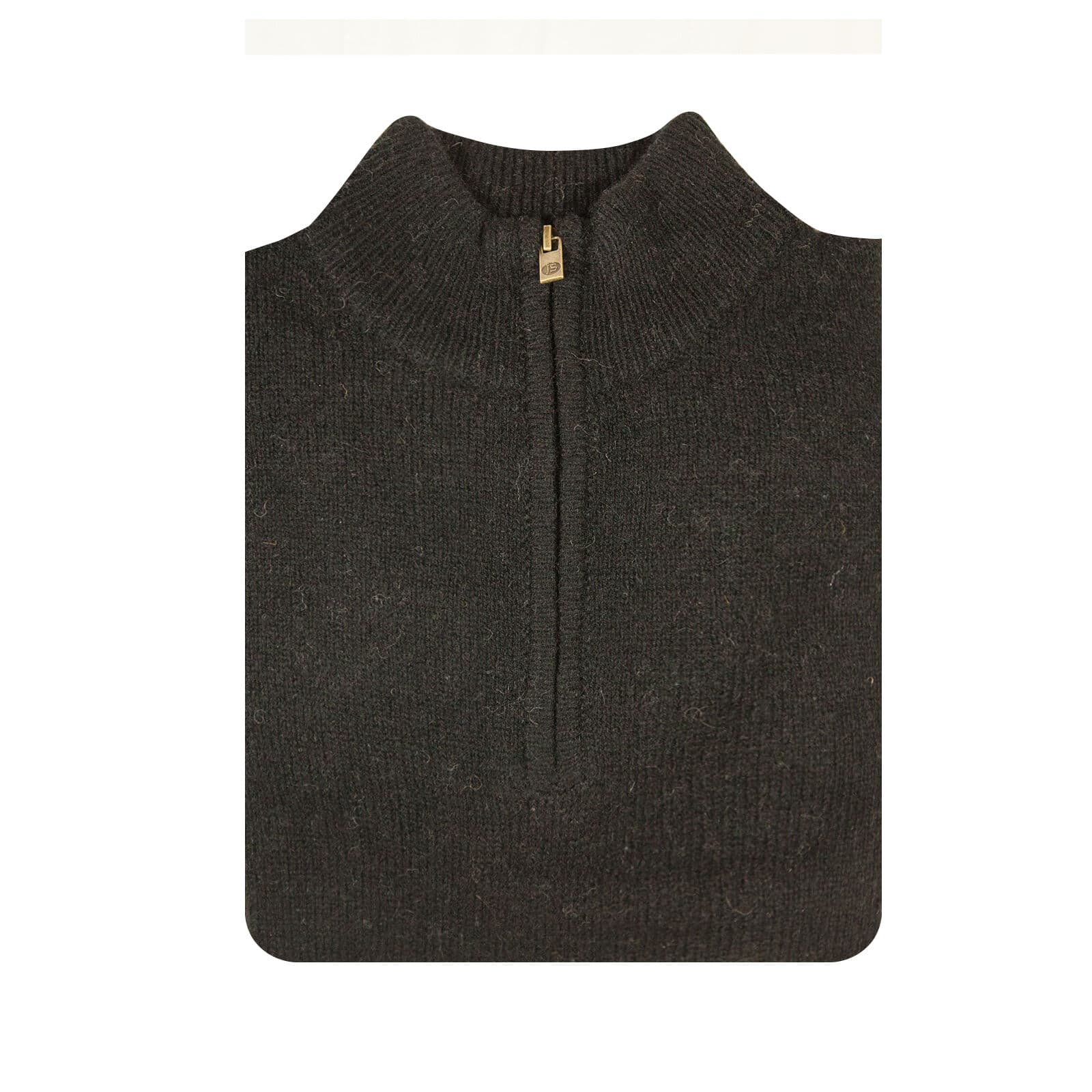 Jumpers 100% Shetland Ragg Wool Half Zip Up Knit Pullover Mens Sweater Plain Black