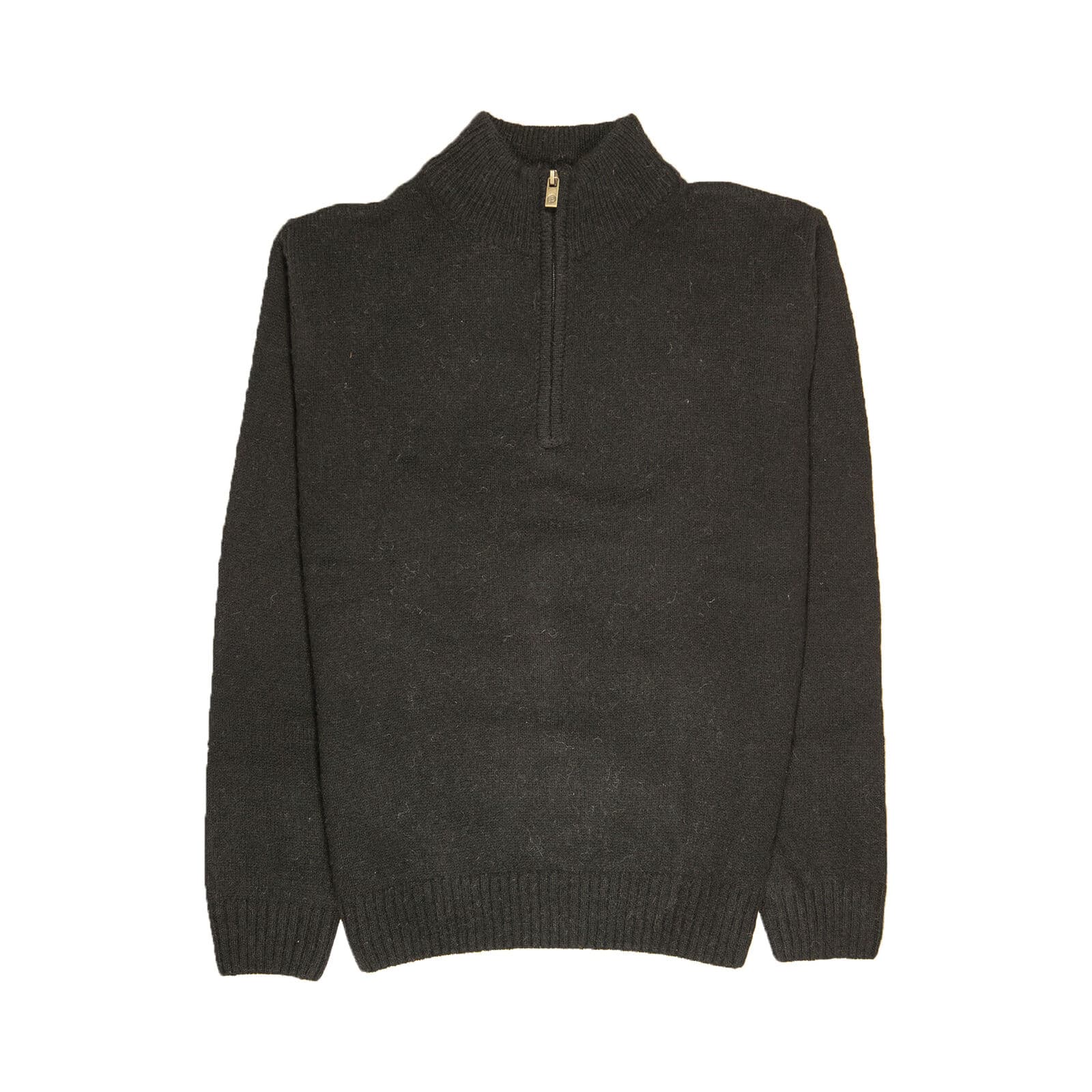 Jumpers 100% Shetland Ragg Wool Half Zip Up Knit Pullover Mens Sweater Plain Black