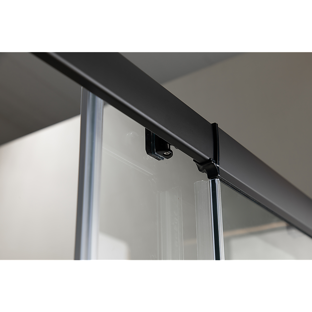 150mm Adjustable (1850x800mm) Single Door Corner Sliding Glass Shower Screen in Black