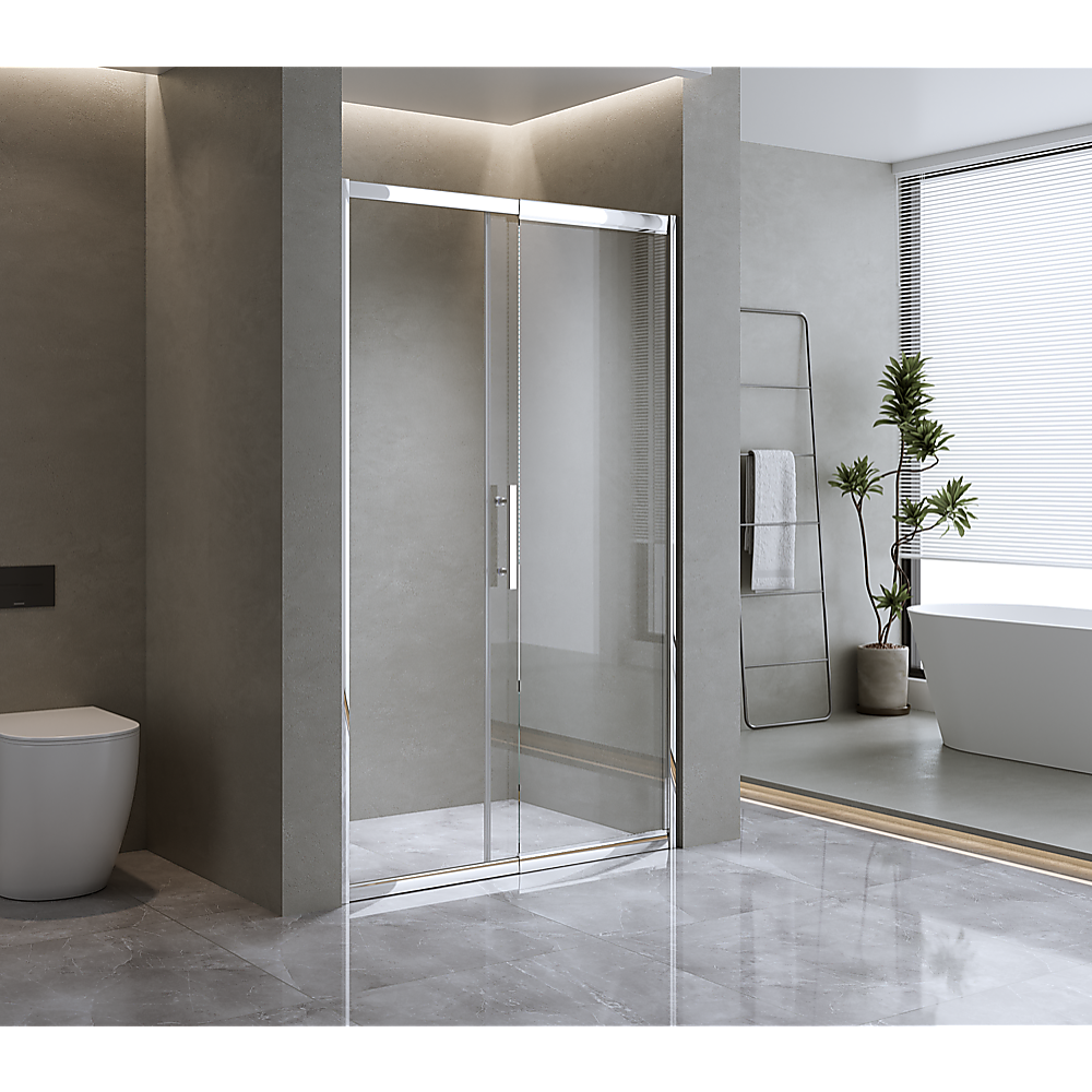 155-170cm Adjustable Wall to Wall Sliding Glass Shower Door in Chrome