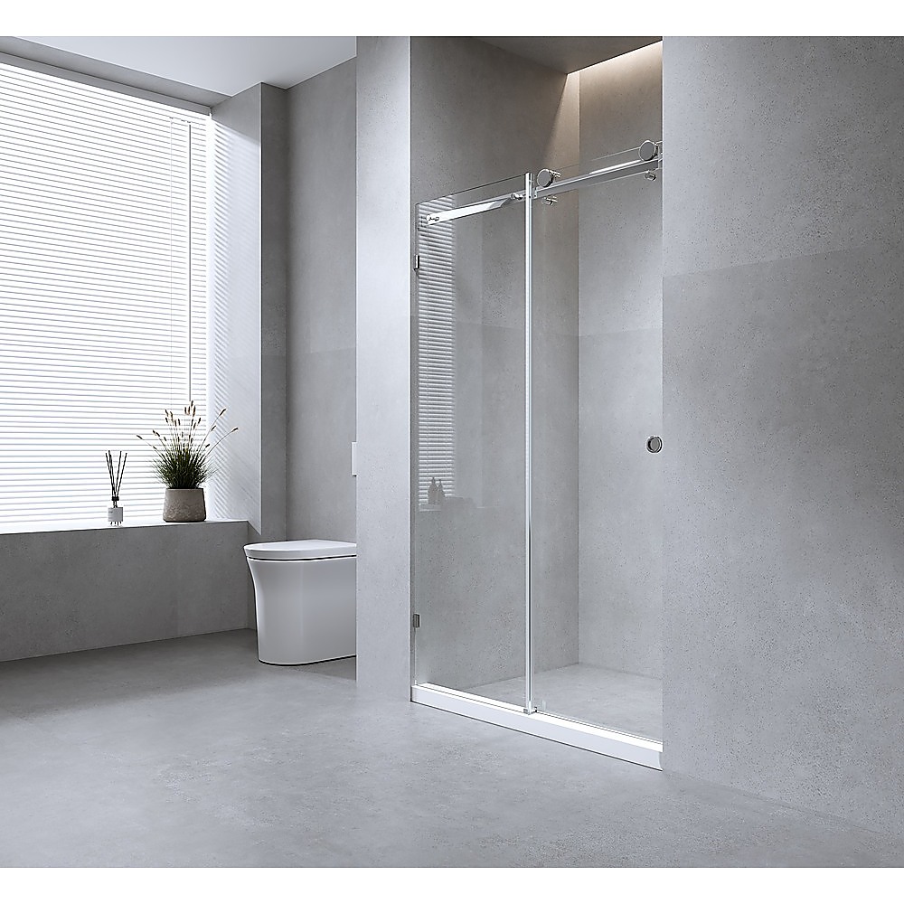 130cm Frameless Glass Sliding Shower Door – With Chrome Rail and Wall Channel for Modern Bathrooms