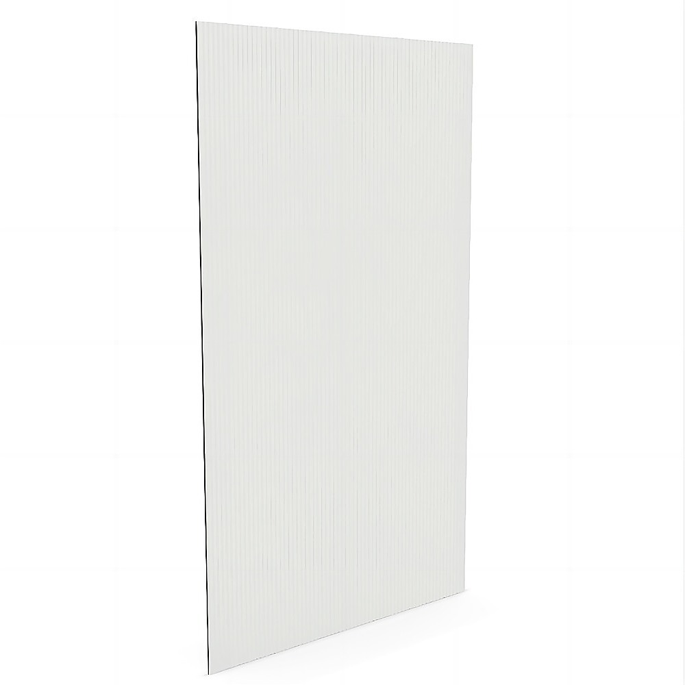 100cm Reeded Glass Shower Screen with Nickel F-Brackets and Square Pole