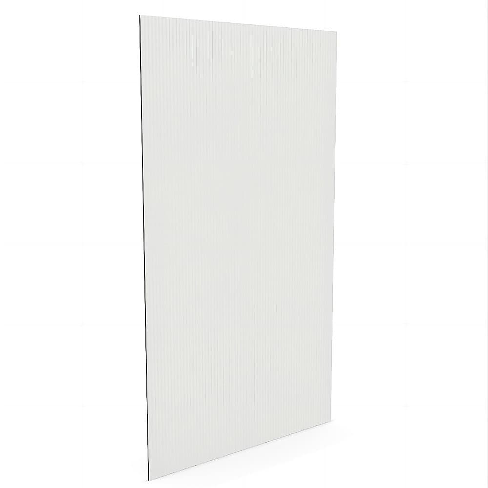 120cm Reeded Glass Shower Screen with Black Wall Channel and Square Pole