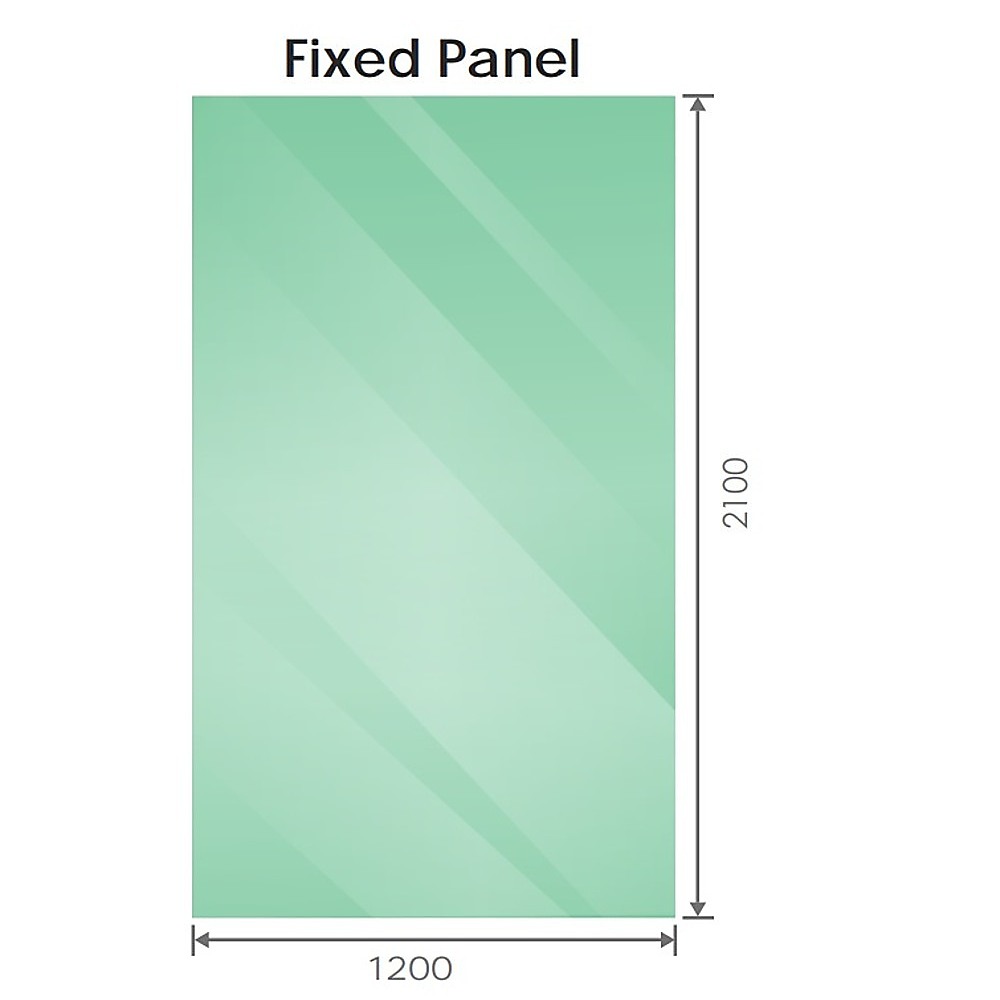 120x210cm Glass Shower Screen with Nickel F-Brackets and Floor F-Bracket