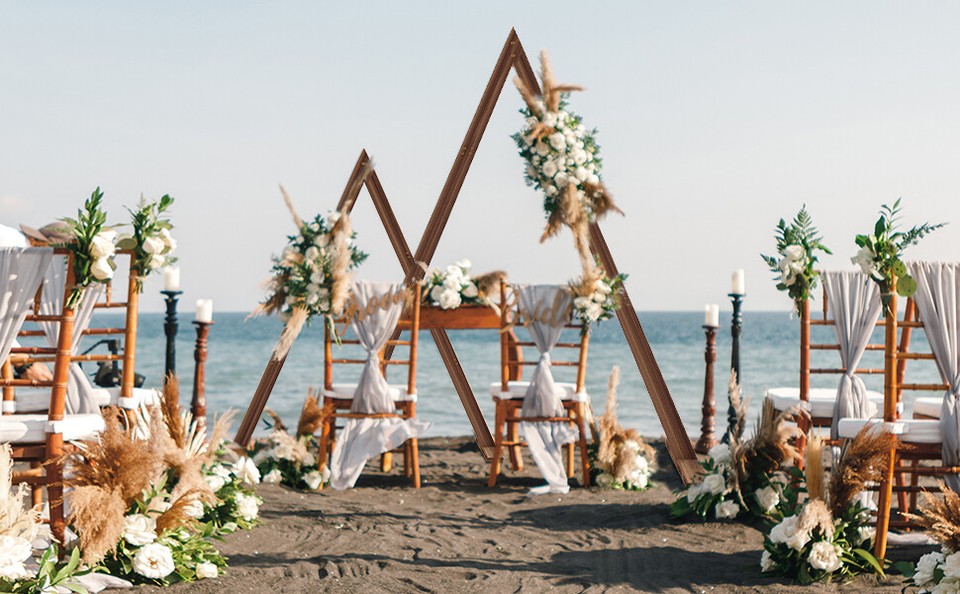 Set of 2 Nesting Wood Wedding Arch Huge Decorative Garden Wedding Backdrop Stand