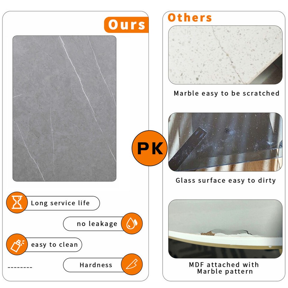 Set of 2 Grey Marble Round Nesting Tables