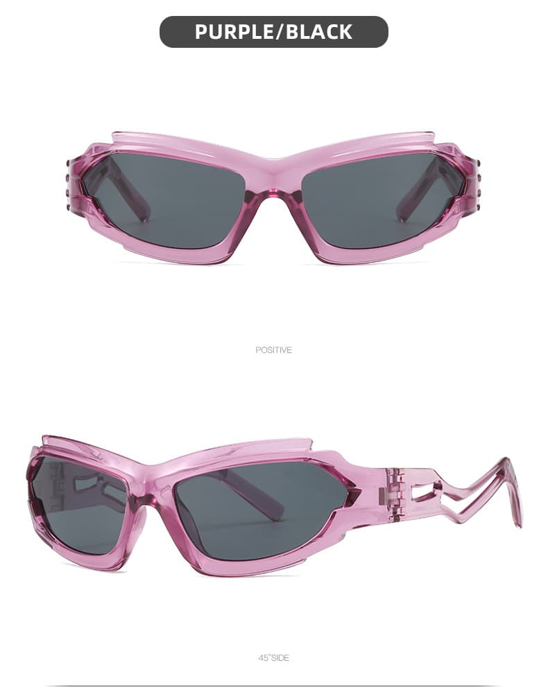 Wraparound Sunglasses Bold Purple Frames UV Protection