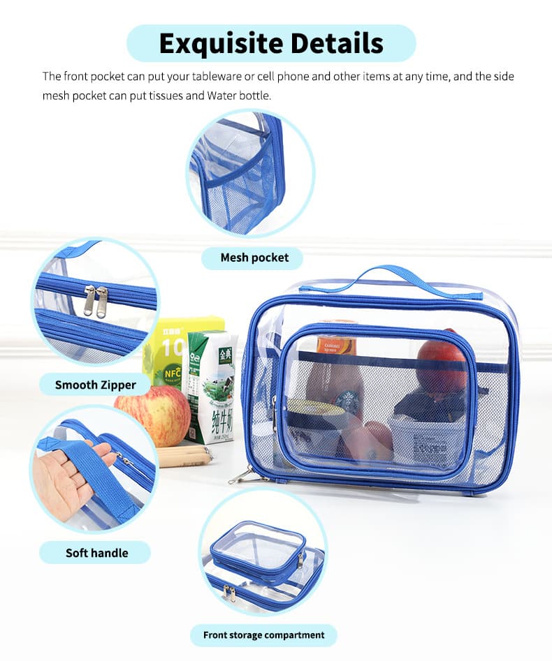 Clear PVC Tote Bag Transparent Stadium-Approved Organizer 11x7x7.5 inches Pink