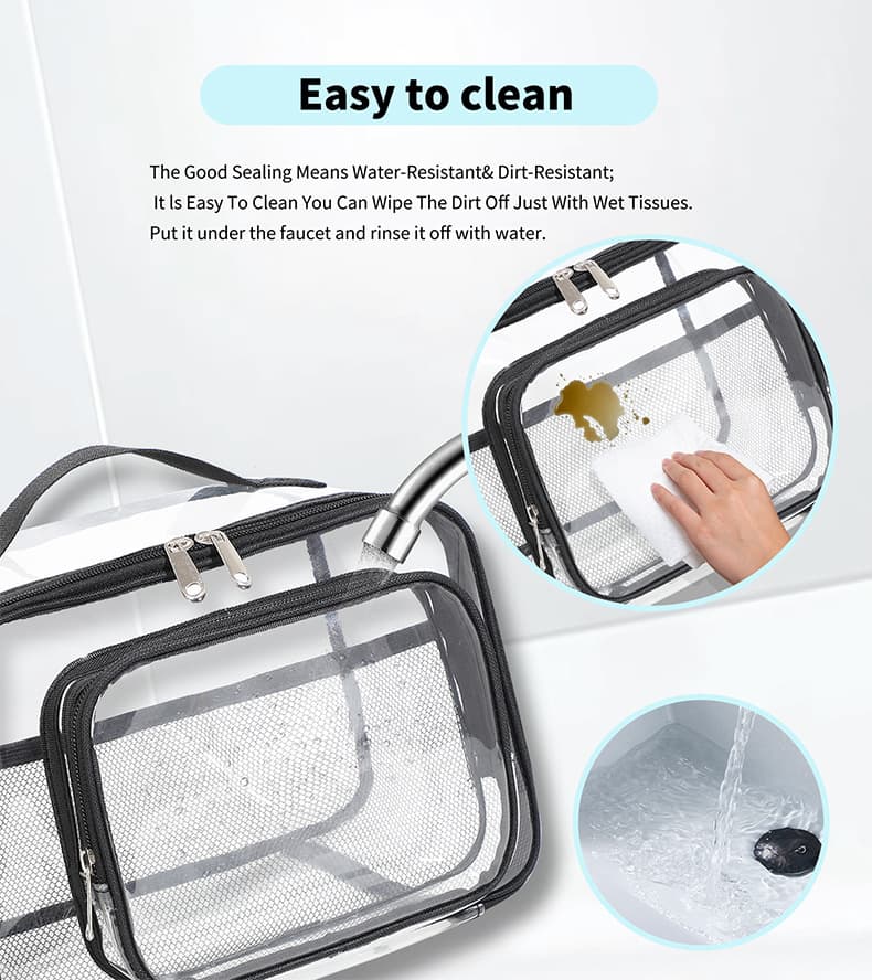 Clear PVC Tote Bag Transparent Stadium-Approved Organizer 11x7x7.5 inches Pink