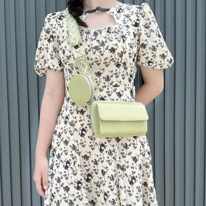 Phone Bag Multi-Functional Crossbody Bag Adjustable Wide Strap White 2-Piece Combination