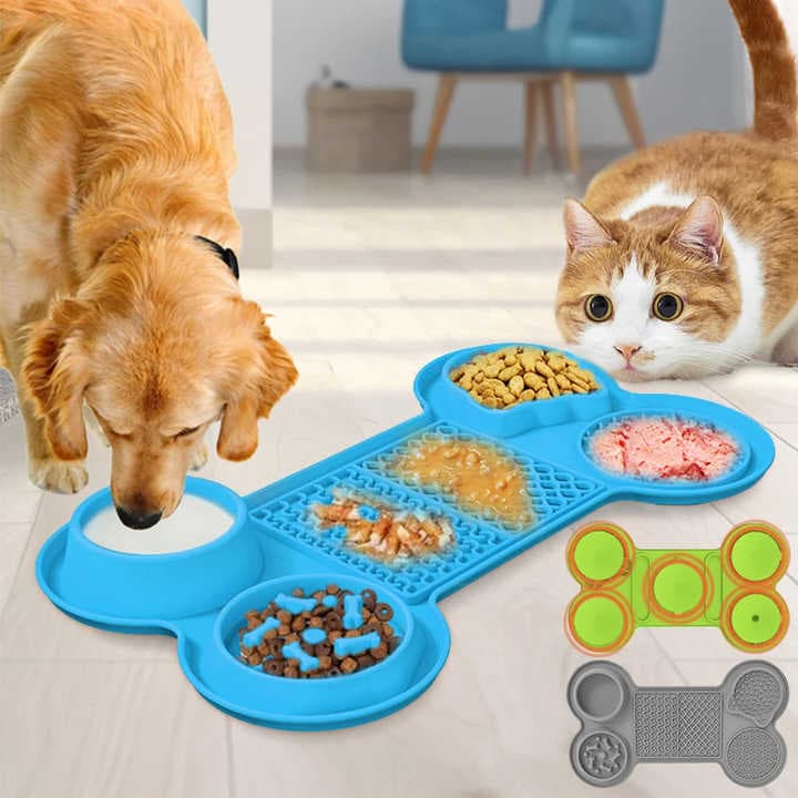 Silicone Pet Licking Mat Slow Feeder Pad Foldable Design Heat Resistant Green 37.8 x 22.3 cm