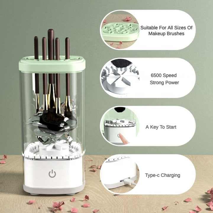 Electric Makeup Brush Cleaner and Dryer Automatic USB Device with UV Sterilization Compact Grey