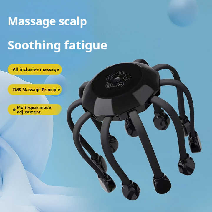 White Upgraded B model [5 modes + vibration + timing + red light] Multifunctional Electric Head Massager with 14 Nodes- Scalp Stress Relief
