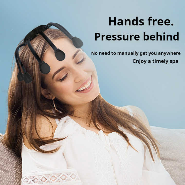 White Upgraded B model [5 modes + vibration + timing + red light] Multifunctional Electric Head Massager with 14 Nodes- Scalp Stress Relief