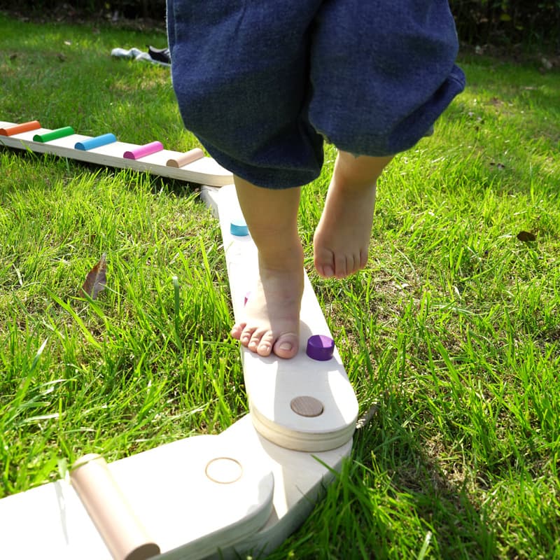 Wooden Sensory Balance Beam Set for Kids Indoor and Outdoor Balance Training 60 cm Multicolor