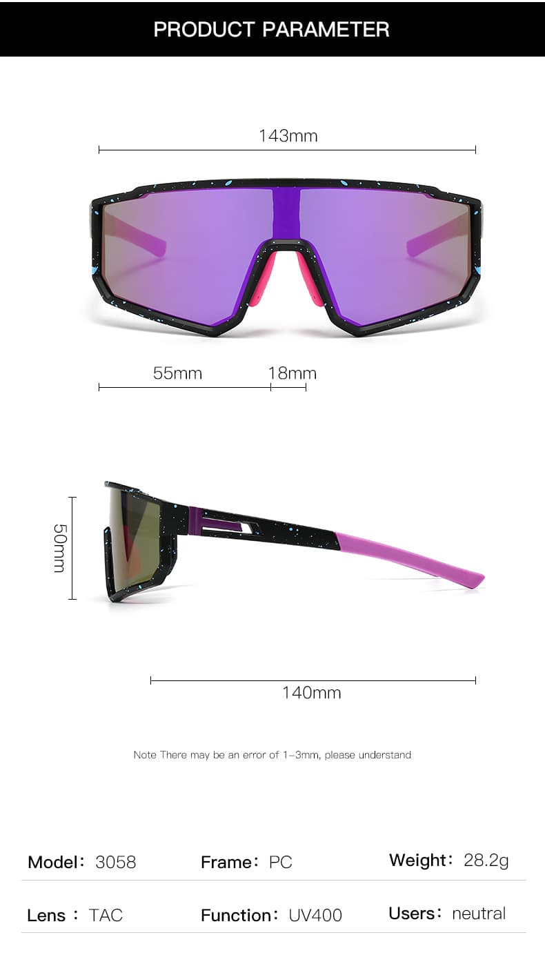 Sports Sunglasses UV400 Polarized TAC Lens Black Blue