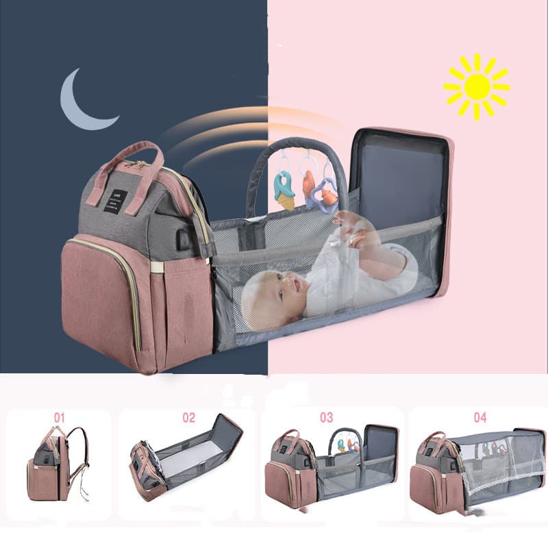 Diaper Backpack Multifunctional with Mosquito Net Insulated Pockets Green