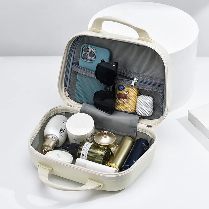 Makeup Organizer Compact Portable Handheld Storage Case Cream Yellow
