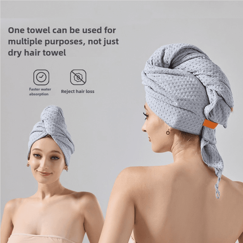 Hair Towel Super Absorbent Waffle Weave Quick Drying 70x105cm Coffee 2 Pcs