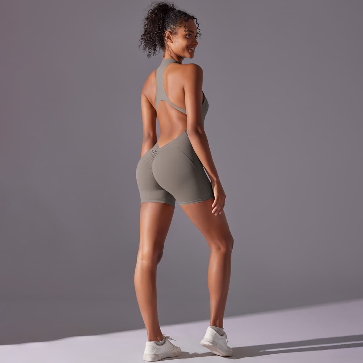 High-Impact Seamless Bodysuit Nude Feel Size L Grey