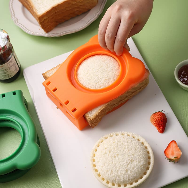 3 Pcs Round Sandwich Cutter & Sealer with Full Hand Guard Safe Design Rose Red
