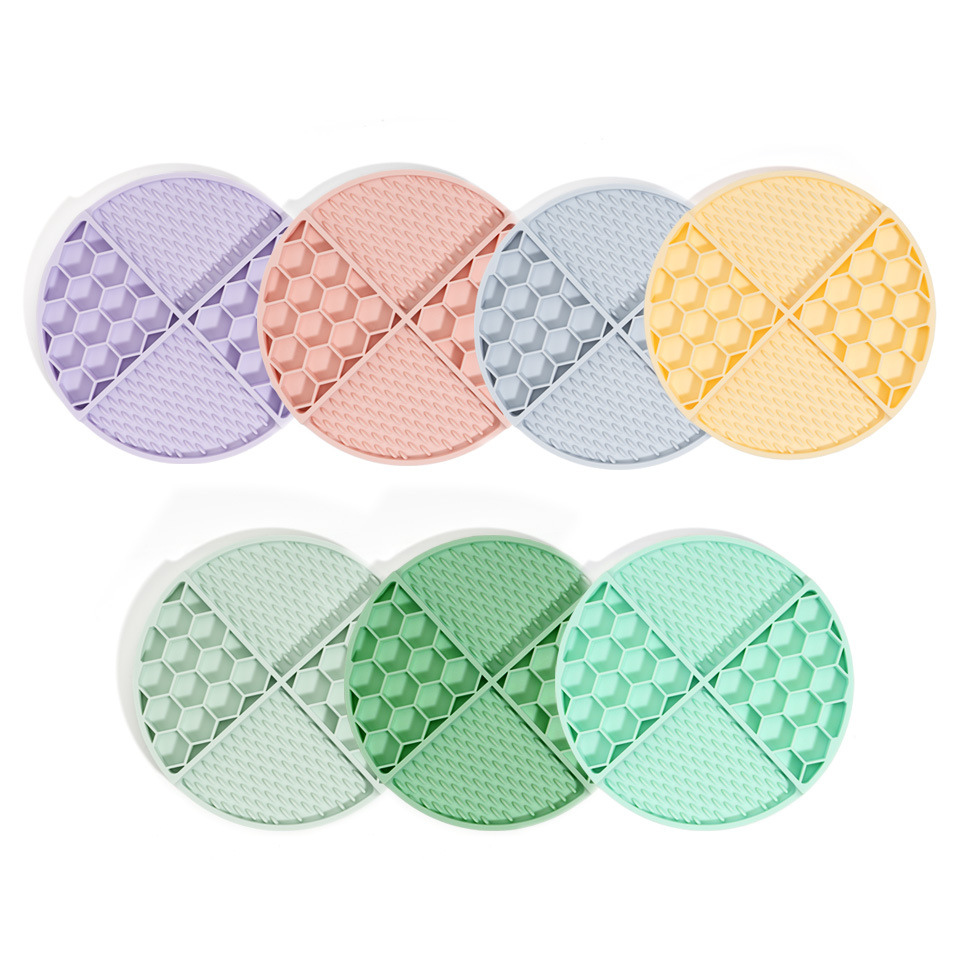 2 Pcs Yellow Honeycomb Pet Slow Feeder Bowl - Anti-Choke Silicone Lick Mat with Suction for Dogs