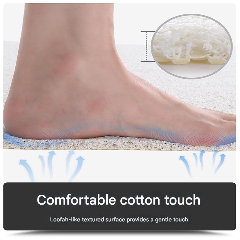 Colorful Wavy Lines Pattern PVC Non-Slip Bath Mat 50x80cm - Shower Drain Hole Design, Soft & Quick-Dry Bathroom Rug