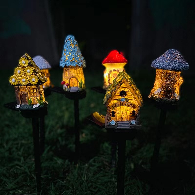 Style 4 Brown And Blue Solar Resin Garden Stake Light - Outdoor Landscape Light for Yard and Patio Decor