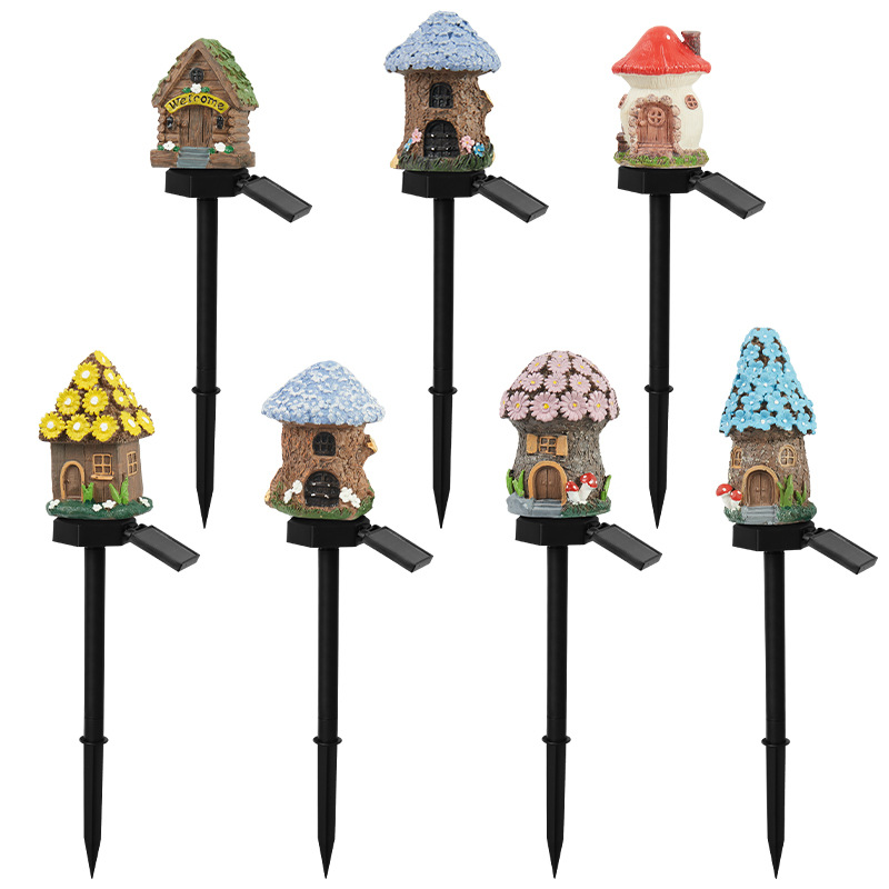 Style 4 Brown And Blue Solar Resin Garden Stake Light - Outdoor Landscape Light for Yard and Patio Decor