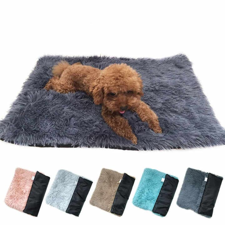 Plush Pet Mat for Dogs and Cats Anti-Slip 70x100cm Brown Warm and Cozy