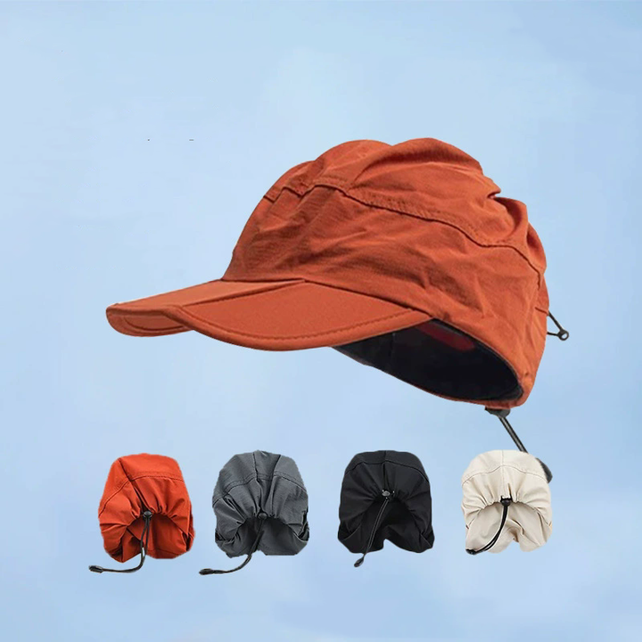 Beige Foldable Quick-Dry Summer Sports Visor Hat UPF 50+ Adjustable Outdoor Sun Cap