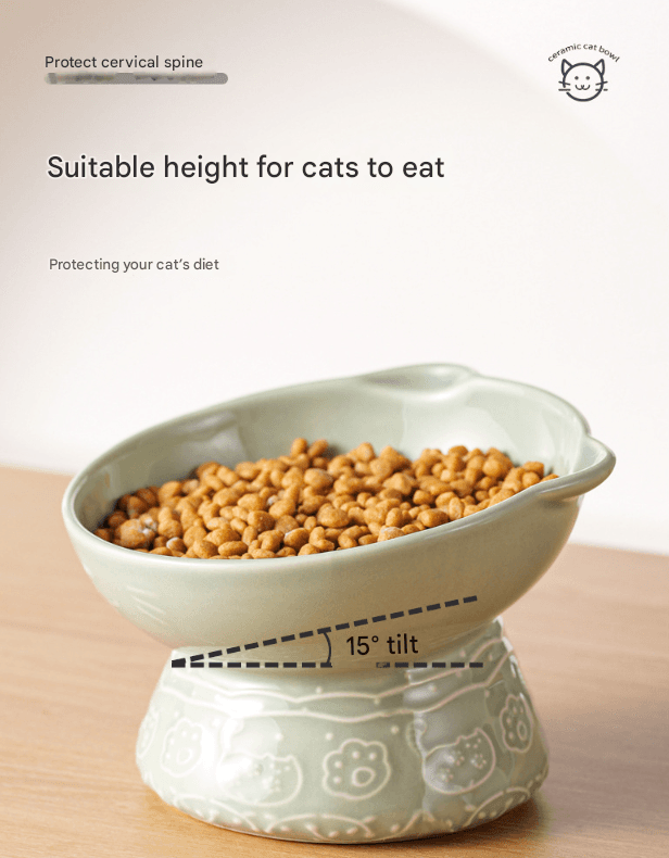 Ceramic Slow Feeder Pet Bowl Wide-Mouth Design 15cm Vintage Pattern for Cats and Small Dogs