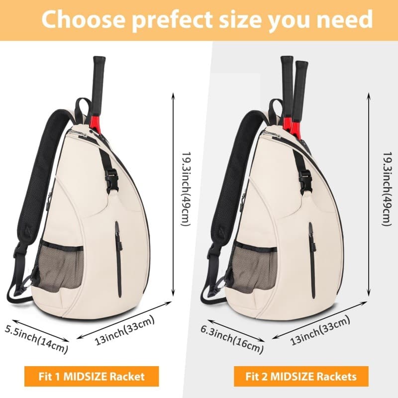 Badminton Tennis Backpack Multi-Racket Sports Bag Adjustable Shoulder Strap Beige